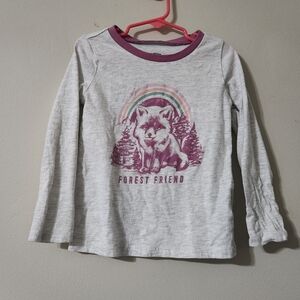 Oshkosh Forest Friend 4T Kids Long Sleeve Shirt Gray and Pink